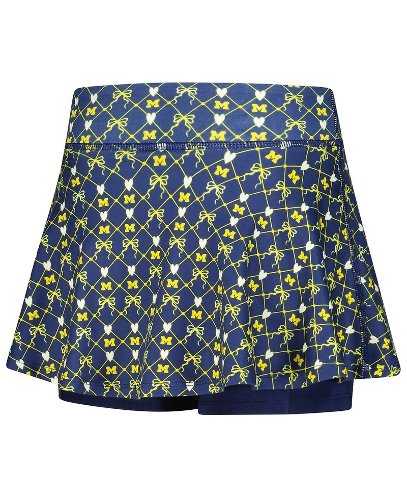 ZooZatz Big Girls Navy Michigan Wolverines All-Over Print Bow Team Logo Skort