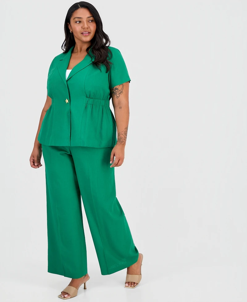 Tahari Asl Plus Notch-Collar Short-Sleeve Jacket