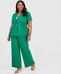 Tahari Asl Plus Notch-Collar Short-Sleeve Jacket