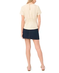 Vince Camuto Women's Short-Sleeve Pleated-Waist Blouse