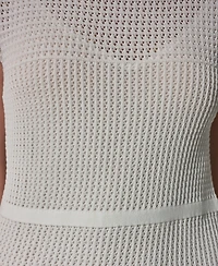 Donna Karan New York Women's Mock Neck Layered Midi Sweater Dress