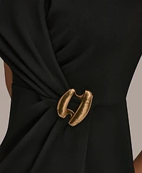 Donna Karan New York Women's Sheath Knee Length Dress with Novelty Hardware Trim