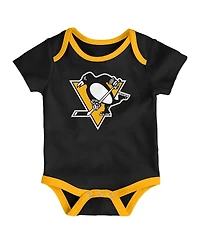 Outerstuff Newborn 3-Pack Pittsburgh Penguins Loyal Buddies Bodysuit Set
