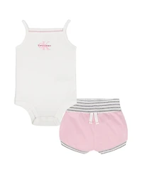 Calvin Klein Baby Girls' Ribbed Tank Bodysuit and Shorts, 2-Piece Set