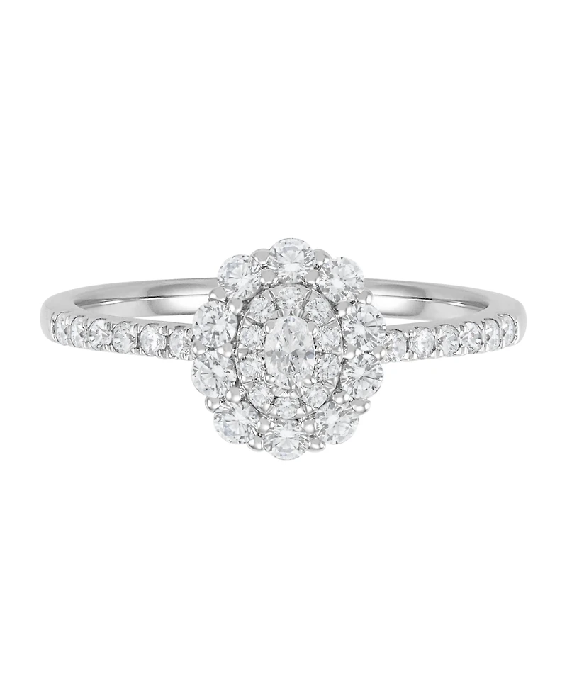 Macy's Diamond (1/2 ct. t.w.) Flower Engagement Ring in 14k White Gold