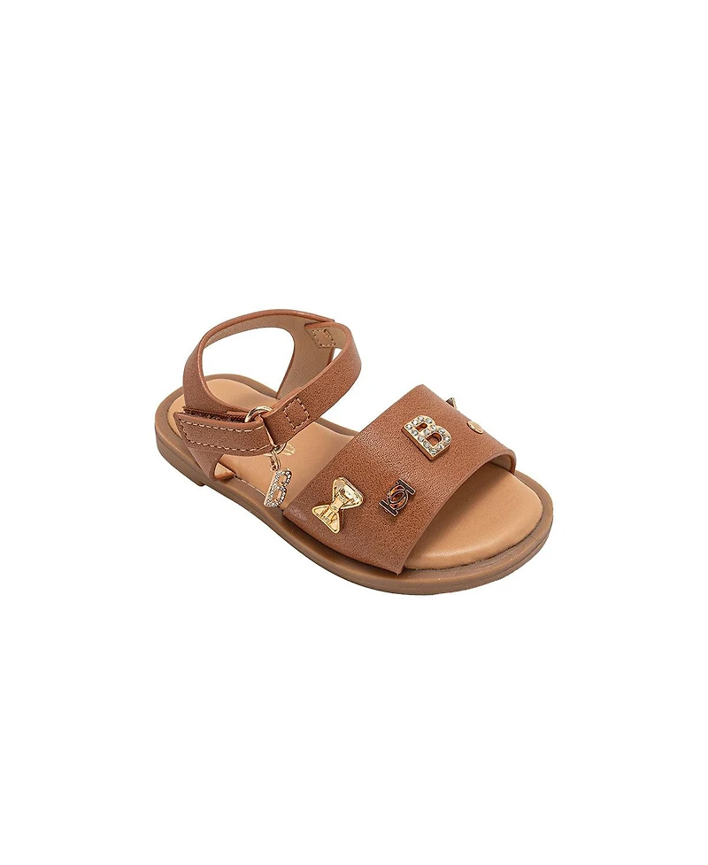 Bebe Little Girls Girl's Fashion Sandals – Dressy Shoes with Decorative Metal Charm