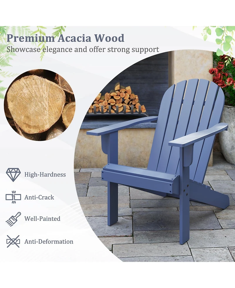 Gymax 2PCS Patio Adirondack Chair w/ Inclined Seat High Backrest and Wide Armrests