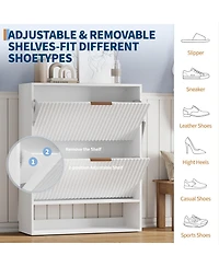 Gaomon 31.5'' Entryway Shoe Cabinet with 2 Flip Drawers, Slim Freestanding Wooden Shoe Storage Organizer for Foyer or Hallway