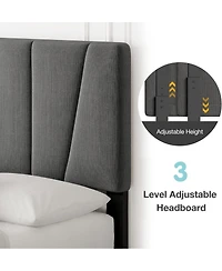 gaomon Queen Size Bed Frame with Adjustable Headboard, Linen Upholstered Platform Bed Frame with Strong Wooden Slats, Noise Free, No Box Spring Needed