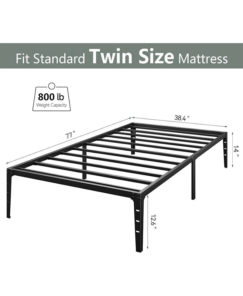 gaomon Metal Bed Frame Twin Size, Twin Bed Frame with Storage, Heavy Duty Metal Mattress Foundation, No Box Spring Needed, Noise Free,Twin Size