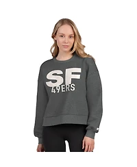 Starter Women's Heather Gray San Francisco 49ers Show Up Cropped Fleece Pullover Sweatshirt