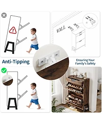 gaomon Shoe Storage Cabinet Shoe Rack Cabinet with 2 Flip Drawers and 1 Top Drawer Freestanding Hidden Shoe Storage Organizer with Adjustable Shelves