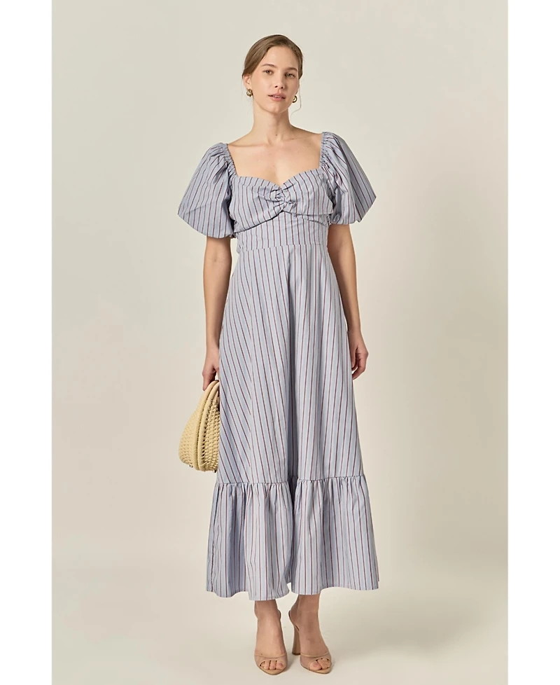 English Factory Women's Striped Tie Bck Maxi Dress