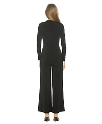 Alexia Admor Women's Yael Long Sleeve Ruched Top Jumpsuit