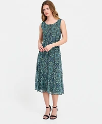 Connected Women's Round-Neck Sleeveless Mesh Panel Dress