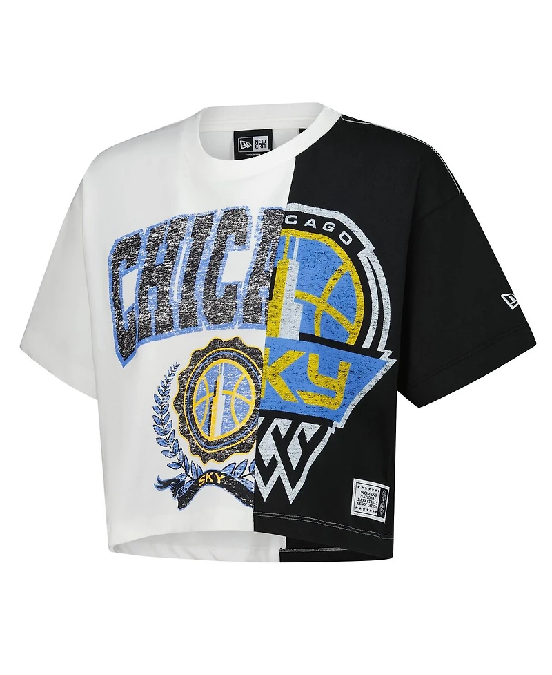 New Era Women's White Chicago Sky Team Split Cropped Boxy T-Shirt