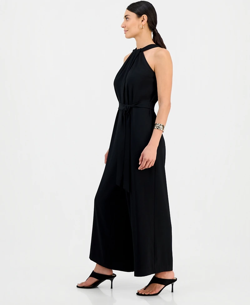 I.n.c. International Concepts Petite Sleeveless Halter Tie-Waist Jumpsuit, Macy's Exclusive