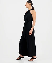 I.n.c. International Concepts Petite Sleeveless Halter Tie-Waist Jumpsuit, Macy's Exclusive