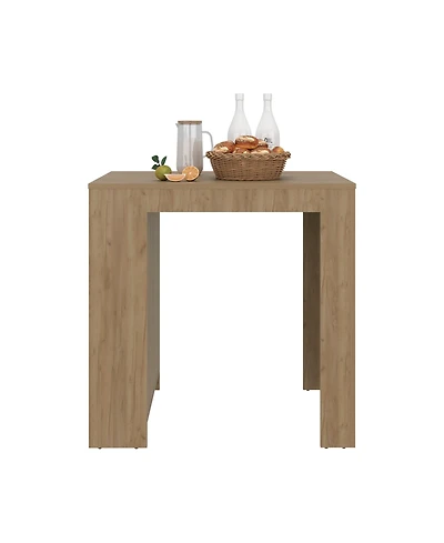 Fm Furniture Harlan Kitchen Island, Counter Height Table Top with 3-Side Shelf