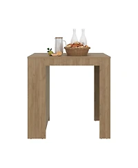 Fm Furniture Harlan Kitchen Island, Counter Height Table Top with 3-Side Shelf