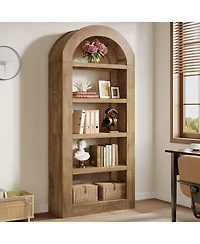 Tribesigns 70.9'' Tall Arched Bookshelf with Storage, 5-Tier Wooden Open Bookcase Display Shelves Organizer