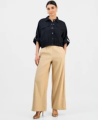 I.n.c. International Concepts Petite Linen Short-Sleeve Shirt Jacket, Macy's Exclusive