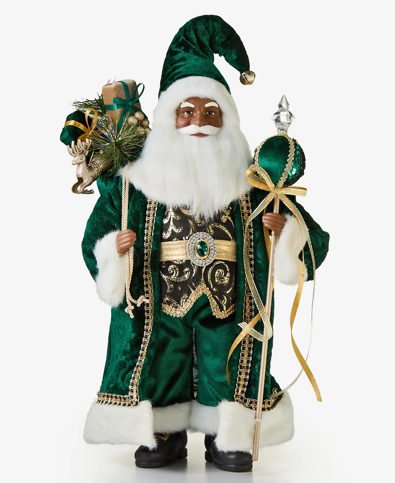 Holiday Lane Opulence African American Standing Santa with Gift Bag and Scepter, Macy's Exclusive