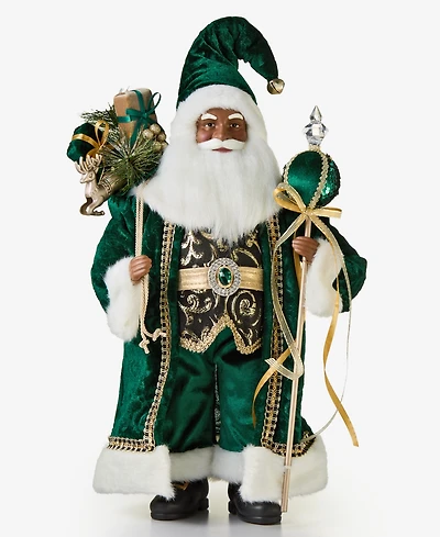 Holiday Lane Opulence African American Standing Santa with Gift Bag and Scepter, Macy's Exclusive