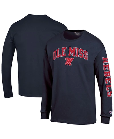 Champion Men's Navy Ole Miss Rebels Arch Over Logo 2-Hit Long Sleeve T-Shirt