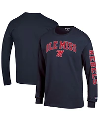Champion Men's Navy Ole Miss Rebels Arch Over Logo 2-Hit Long Sleeve T-Shirt