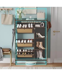 gaomon Shoe Cabinet with 3 Flip Drawers Rattan Freestanding Organizer with Adjustable Shelves Metal Knob Narrow Shoe Rack Cabinet Shoe Organizer