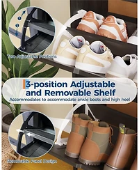 gaomon Rattan Shoe Cabinet Storage with 4 Flip Drawers and 2 Top Drawers Freestanding Shoe Organizer Wooden Slim Shoe Rack Storage