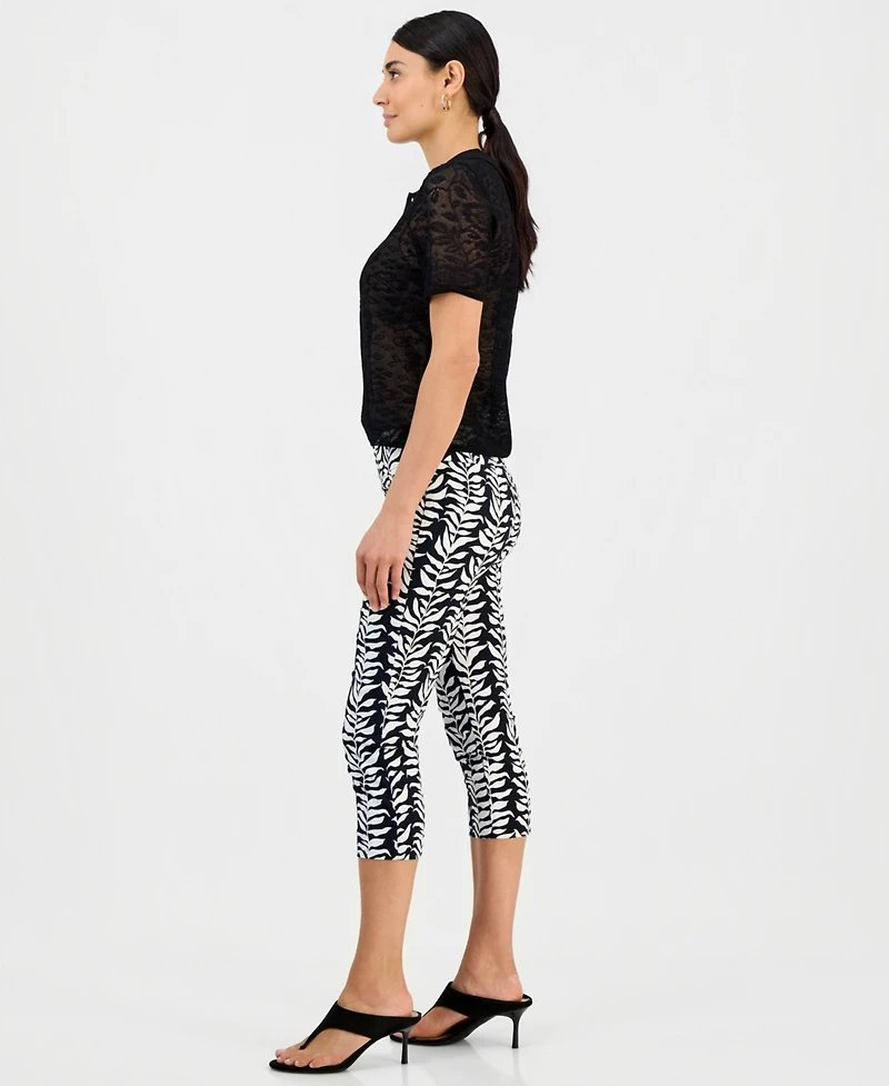 I.n.c. International Concepts Petite Printed Mid-Rise Pull-On Bengaline Capri Pants, Macy's Exclusive