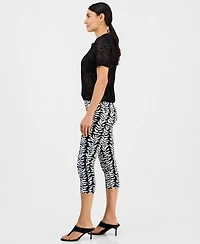 I.n.c. International Concepts Petite Printed Mid-Rise Pull-On Bengaline Capri Pants, Macy's Exclusive