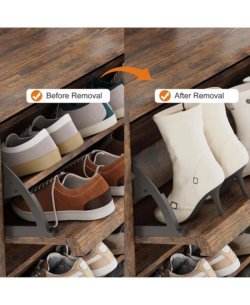 gaomon "Shoe cabinet with 6 flip drawers, adjustable removable shelves, modern wooden design with hidden handle for entryway."