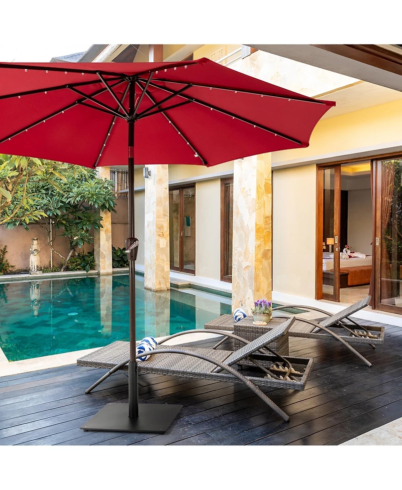 Gymax Square Weighted Patio Umbrella Base Stand 36 lbs Outdoor w/ 3 Adapters