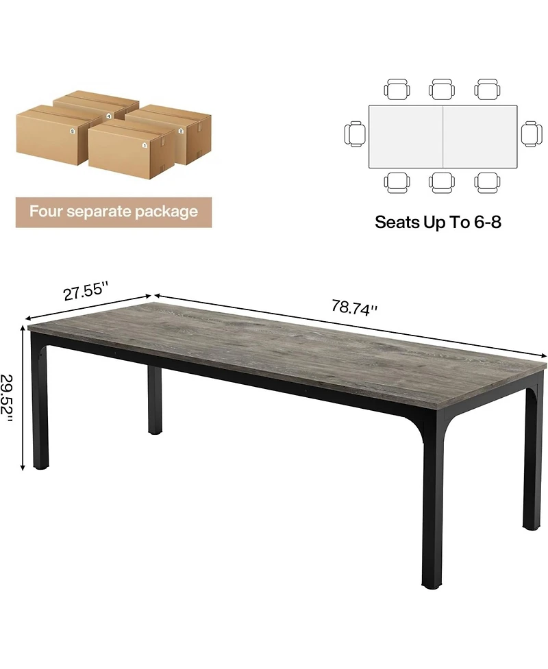 Tribesigns 6.5ft Conference Room Table, 157.48" W x 55.12" D Large Office Meeting Table (4 Pcs)