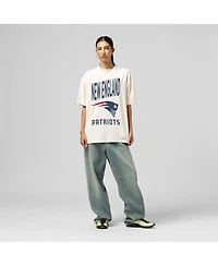 Mitchell & Ness Women's Cream New England Patriots Logo Rise Boyfriend T-Shirt