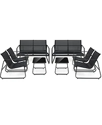 Gymax 8 Pcs Outdoor Furniture Set w/ Tempered Glass & Coffee Table Chair Loveseat Patio