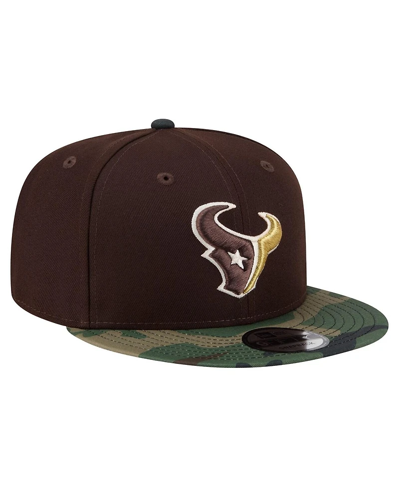 New Era Men's Dark Brown Houston Texans Burnt Wood Camo 9FIFTY Snapback Hat