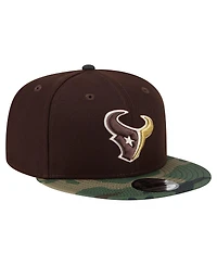 New Era Men's Dark Brown Houston Texans Burnt Wood Camo 9FIFTY Snapback Hat