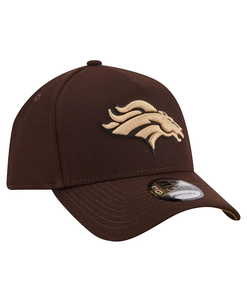 New Era Men's Dark Brown Denver Broncos Burnt Wood A-Frame 9FORTY Adjustable Hat
