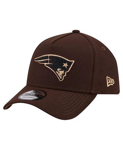 New Era Men's Dark Brown New England Patriots Burnt Wood A-Frame 9FORTY Adjustable Hat