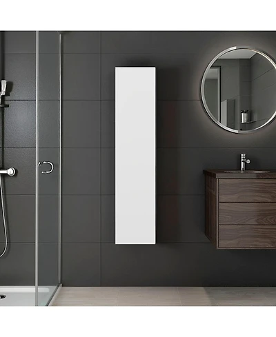 Fm Furniture Vento Vertical Wall Bathroom Cabinet with Door for Efficient Organization White