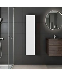 Fm Furniture Vento Vertical Wall Bathroom Cabinet with Door for Efficient Organization White