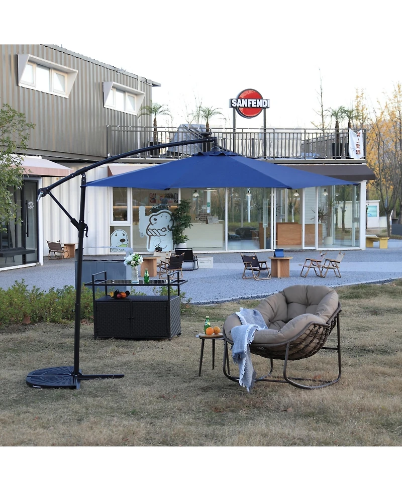 Clihome 10ft Solar Led Offset Hanging Umbrella Market Patio