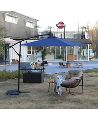 Clihome 10ft Solar Led Offset Hanging Umbrella Market Patio
