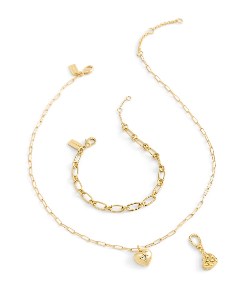 Coach Gold Collectible Signature Quilted Heart Jewelry Charm