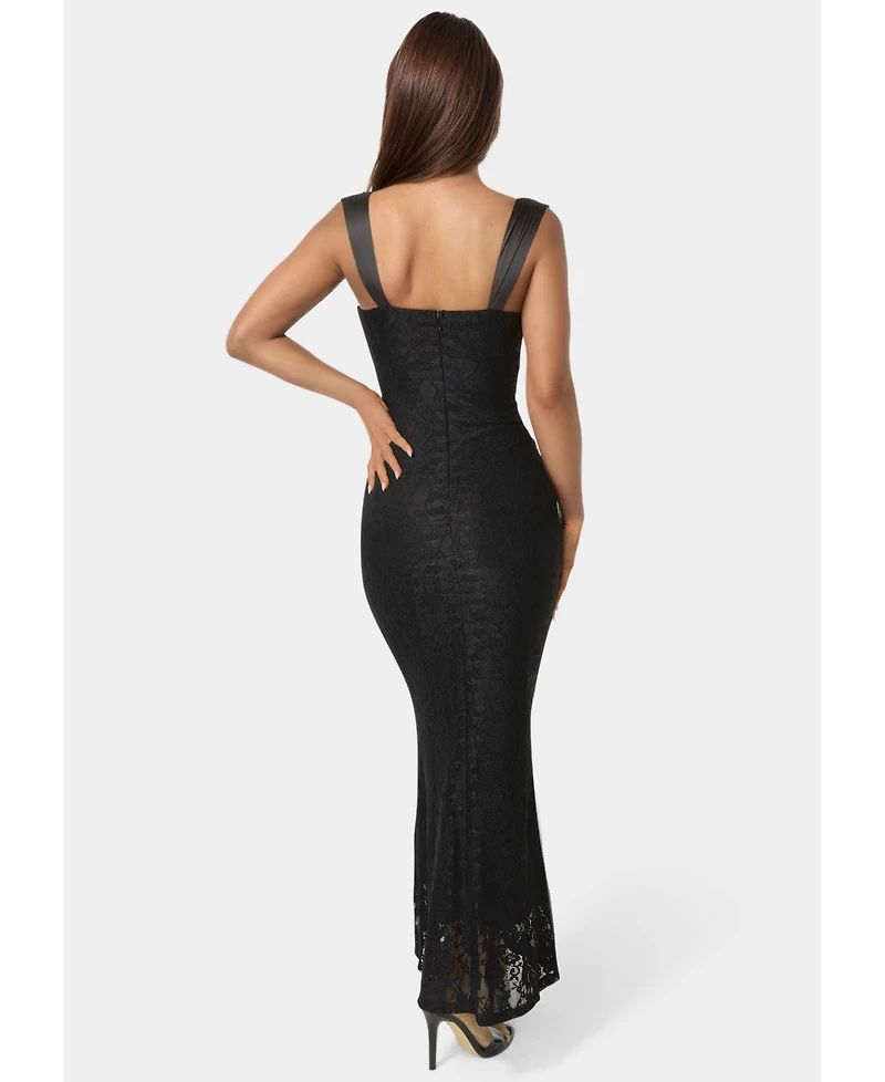 Bebe Women's Lace Bustier Midi Dress