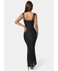 Bebe Women's Lace Bustier Midi Dress